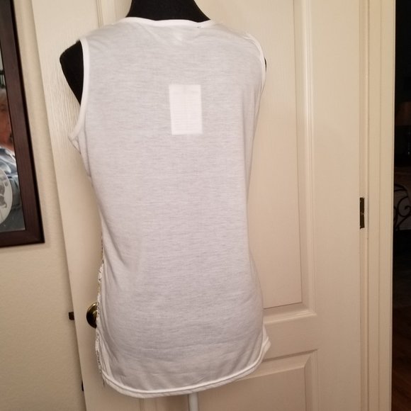 NWT's - Clotheshead Womens Petite Sunflower Sleeveless Tunic Lace Front Size S/P - Picture 3 of 10